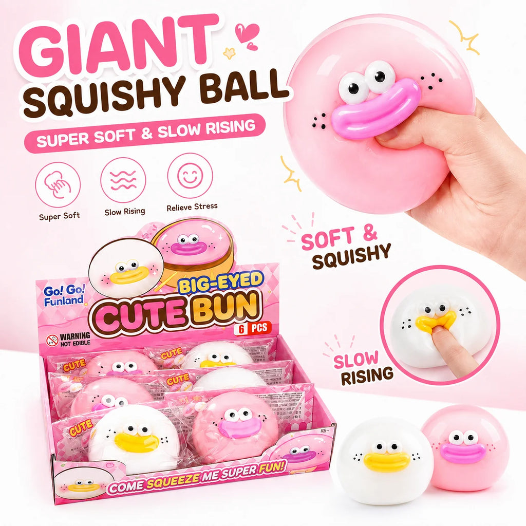 Squishy Cute Bun Squeeze Toy Jumbo TPR Crunchy Squishy Stress Relief ADHD Won Toy Squishies Slow Rising Funny Fidget Toy